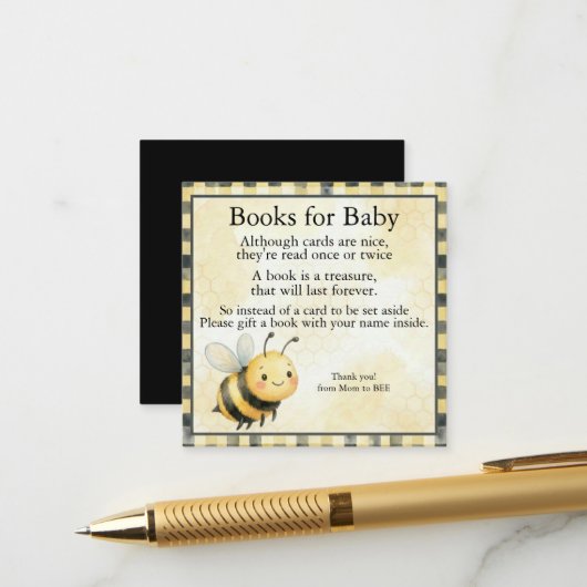 Carte D'accompagnement Baby Shower Bee Bug Boy (Devant/Arrière en situation)