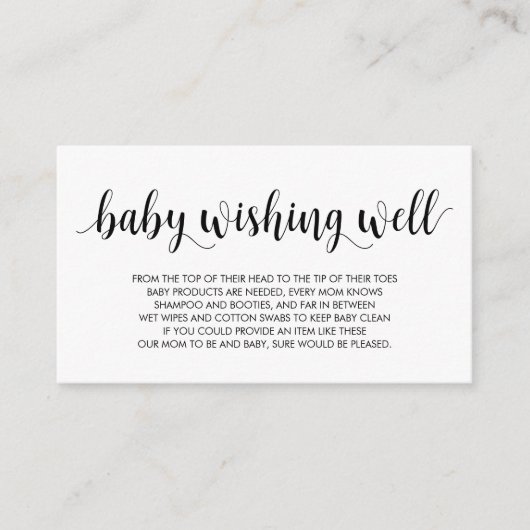 Carte D'accompagnement Baby shower, Bien Envie, Noir Rustique Moderne (Devant)