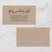 Carte D'accompagnement Baby shower, Bien Envie, Script Kraft Créatif (Devant / Derrière)