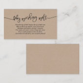 Carte D'accompagnement Baby shower, Bien Envie, Script Kraft Créatif (Devant / Derrière)