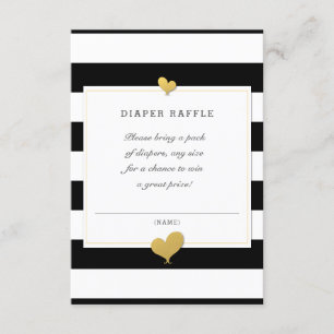 Carte D'accompagnement Baby shower Black White Stripe Diaper Raffle