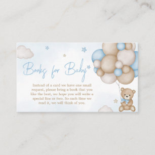 Carte D'accompagnement Baby shower Bleu Bear Balloon Livres pour bébé