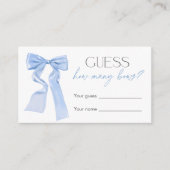 Carte D'accompagnement Baby shower Bleu Bow Jeu Devinez Combien De Bows (Devant)