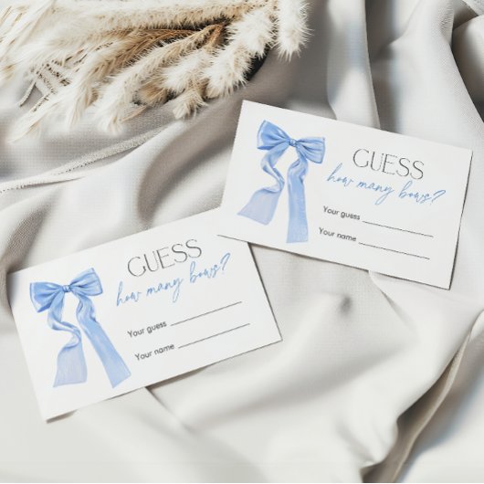 Carte D'accompagnement Baby shower Bleu Bow Jeu Devinez Combien De Bows