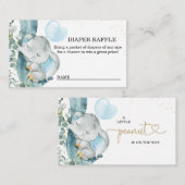 Carte D'accompagnement Baby shower bleu éléphant à balloon Refus de couch (Devant / Derrière)