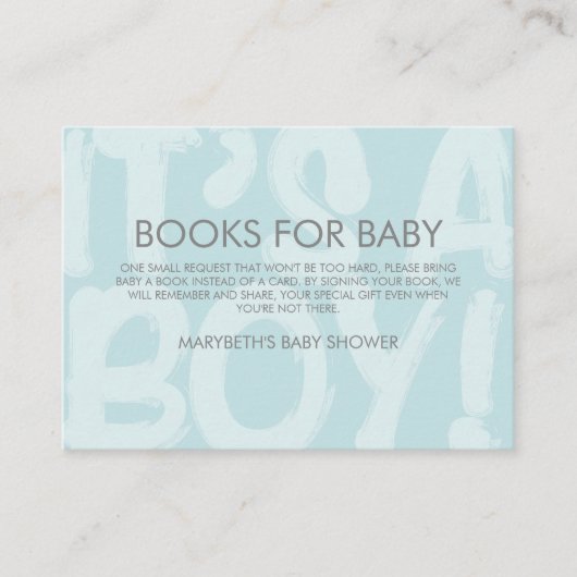 Carte D'accompagnement Baby shower Bleu Graffiti Apportez Une Demande De (Devant)