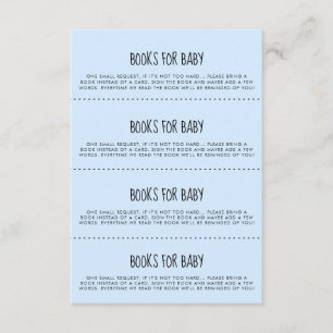 Carte D'accompagnement Baby shower bleu mignon Livres pour bébé demande