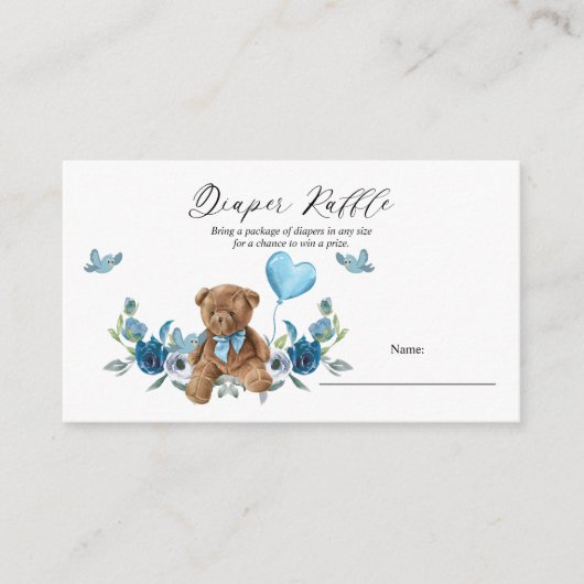Carte D'accompagnement Baby shower Bleu Teddy Bear Balloon  Déchets Raffi (Devant)