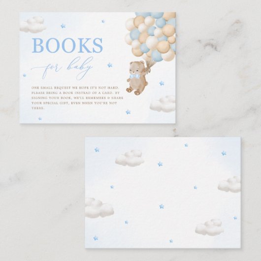 Carte D'accompagnement Baby shower bleu Teddy Bear Demande (Devant / Derrière)