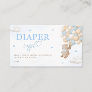 Carte D'accompagnement Baby shower Bleu Teddy Bear Raffin