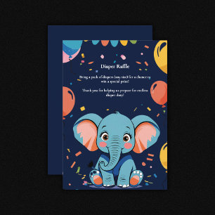Carte D'accompagnement Baby shower Blue Baby Elephant Party