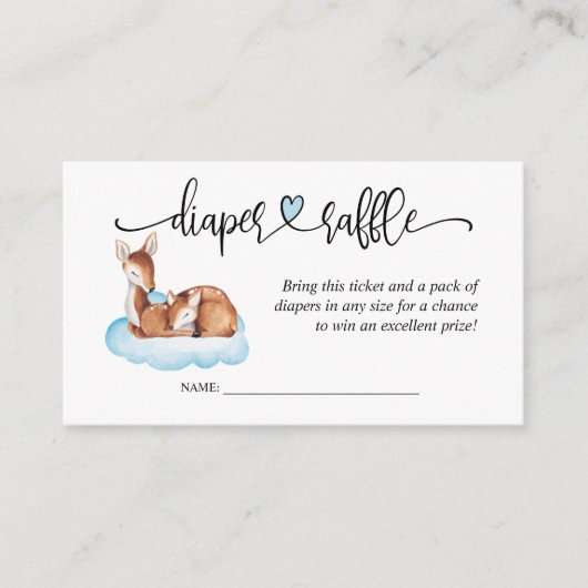 Carte D'accompagnement Baby shower Blue Cloud Deer Diaper Raffle (Devant)