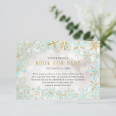 Carte D'accompagnement Baby shower Blue Gold Snowflake Livre pour la cart (Debout devant)