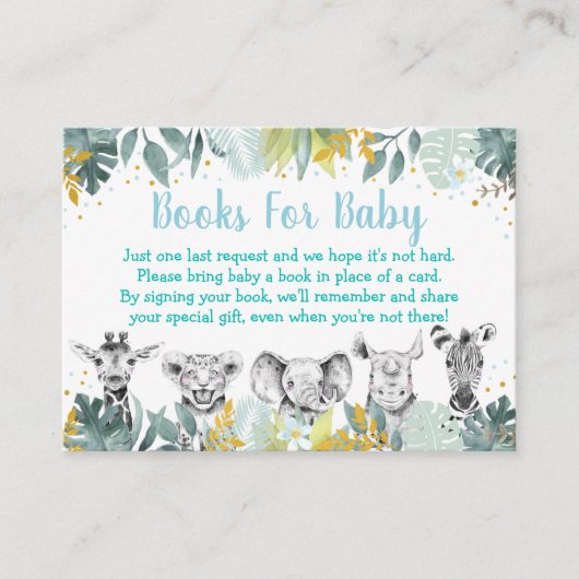 Carte D'accompagnement Baby shower Blue Gold Wild One Safari Demande de r (Devant)