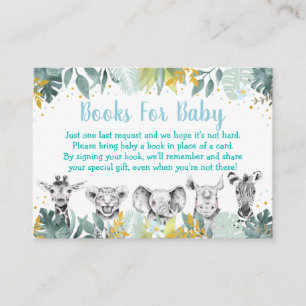 Carte D'accompagnement Baby shower Blue Gold Wild One Safari Demande de r