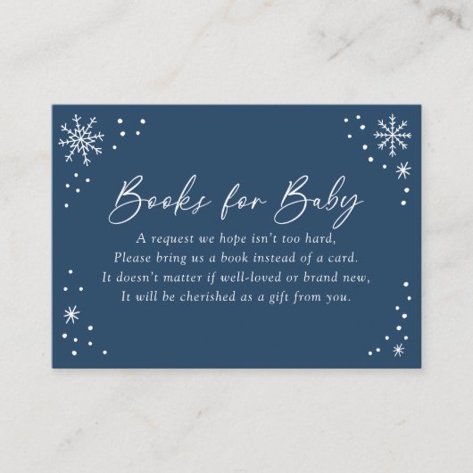 Carte D'accompagnement Baby shower Blue Snowflake Livres pour bébé (Devant)