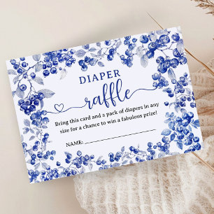 Carte D'accompagnement Baby shower Blueberry Blue Diaper Raffin Enceinte