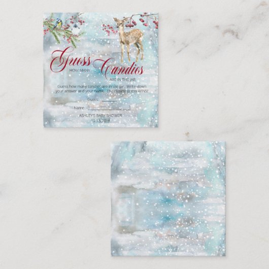 Carte D'accompagnement Baby shower Bois Bois Guess Candies en Jar Game (Devant / Derrière)