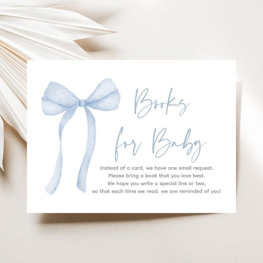 Carte D'accompagnement Baby shower Bow Boy Blue Demande de réservation