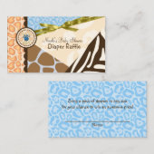 Carte D'accompagnement Baby shower Boys Blue Safari Imprimer Déchets Raff (Devant / Derrière)