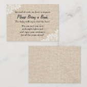 Carte D'accompagnement Baby shower Burlap & Lace Livre Demande Insérer (Devant / Derrière)
