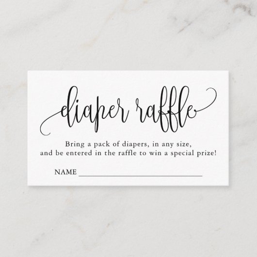 Carte D'accompagnement Baby shower calligraphie Déchets Raffle (Devant)