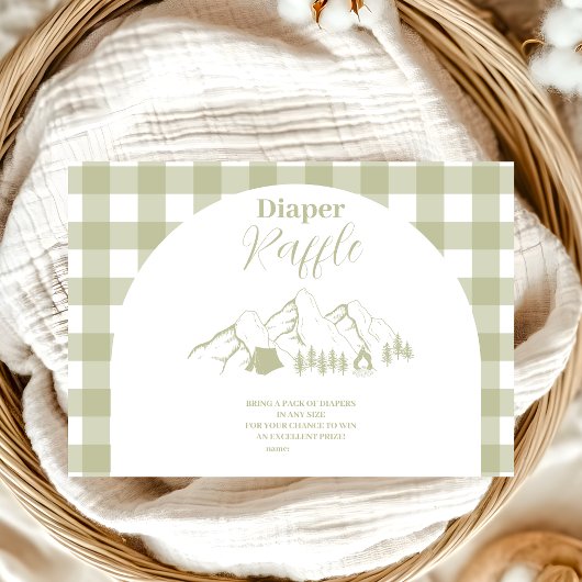 Carte D'accompagnement Baby shower Camping Vert