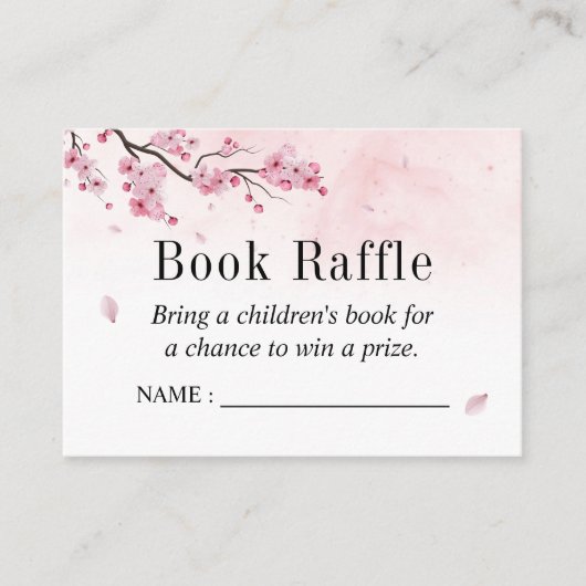 Carte D'accompagnement Baby shower Cherry Blossom Livre Raffle Billets (Devant)