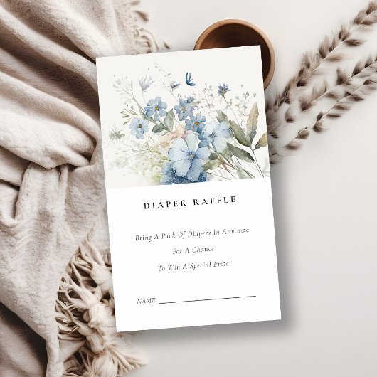 Carte D'accompagnement Baby shower chic Dusky Blue Floral Diaper