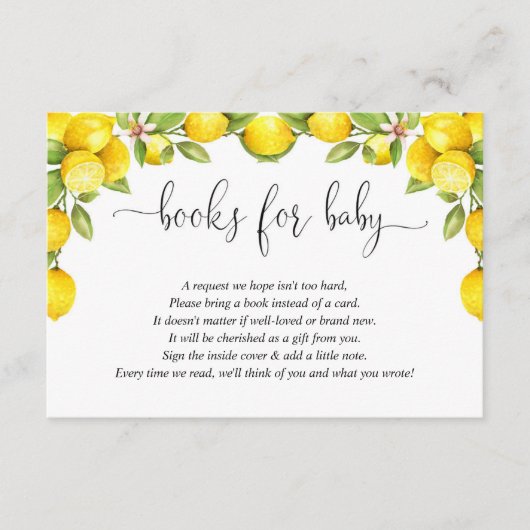 Carte D'accompagnement Baby shower citron, citron doux demande (Devant)