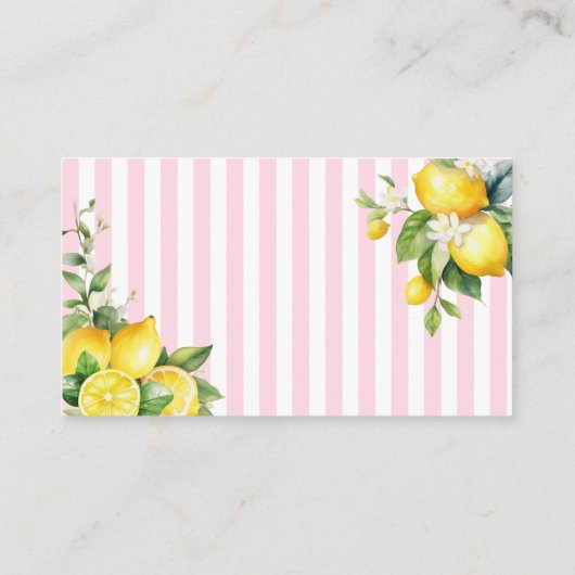 Carte D'accompagnement Baby shower Citron rose Raffin de couche de (Dos)