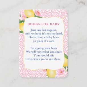 Carte D'accompagnement Baby Shower Citrons Roses Pour Un Livre
