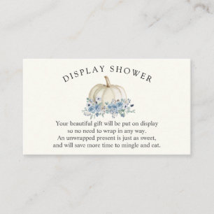 Carte D'accompagnement Baby shower Citrouille blanc et bleu avec douche