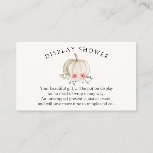 Carte D'accompagnement Baby shower Citrouille blanc et rose avec douche (Devant)