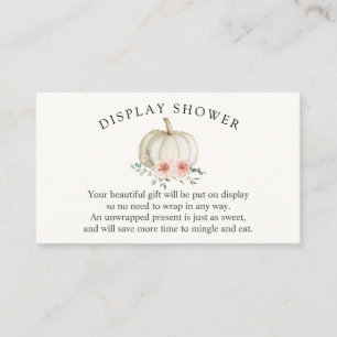 Carte D'accompagnement Baby shower Citrouille blanc et rose avec douche