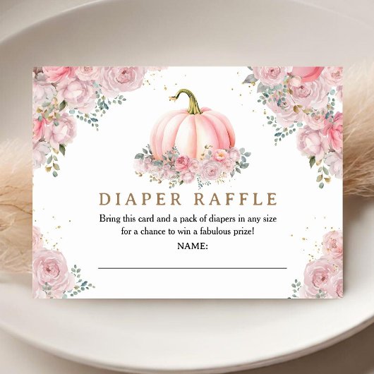Carte D'accompagnement Baby shower citrouille Blush Rose Chaud Chute Raff