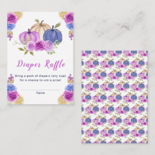 Carte D'accompagnement Baby shower Citrouille de couleur violet et bleu m