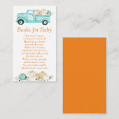 Carte D'accompagnement Baby shower Citrouille Mint Orange Livres pour béb (Devant / Derrière)