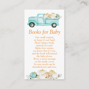 Carte D'accompagnement Baby shower Citrouille Mint Orange Livres pour béb