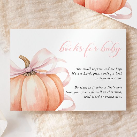 Carte D'accompagnement Baby shower citrouille Pink Bow Livres pour bébé