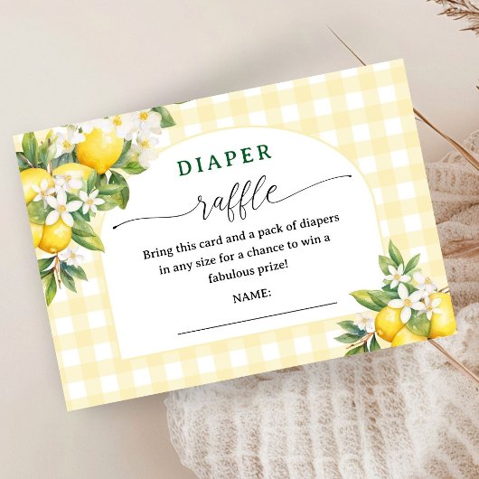 Carte D'accompagnement Baby shower Citrus citron Raffin de couche jaune
