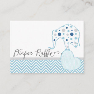 Carte D'accompagnement Baby shower Coeur éléphant au feuilleton Raffle