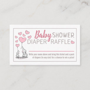 Carte D'accompagnement Baby shower Coeurs éléphants Reflets de couches