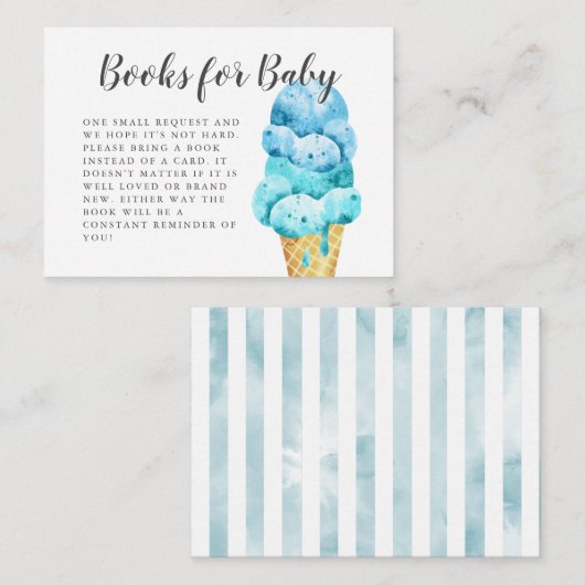 Carte D'accompagnement Baby shower crème glacée bleu doux Demande de rése (Devant / Derrière)