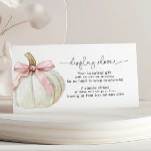 Carte D'accompagnement Baby shower d'affichage citrouille et Bow rose