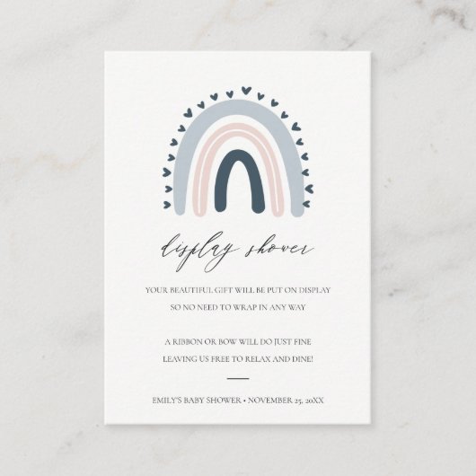 CARTE D'ACCOMPAGNEMENT BABY SHOWER D'AFFICHAGE DE COEUR BLEU BLEUE CUTE (Devant)