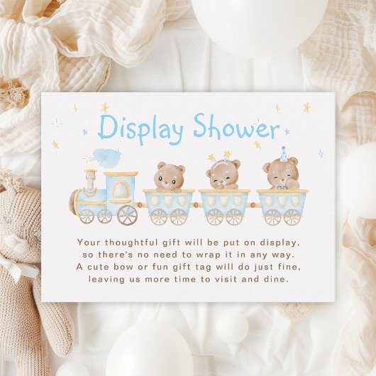Carte D'accompagnement Baby shower d'affichage du train Bear Blue