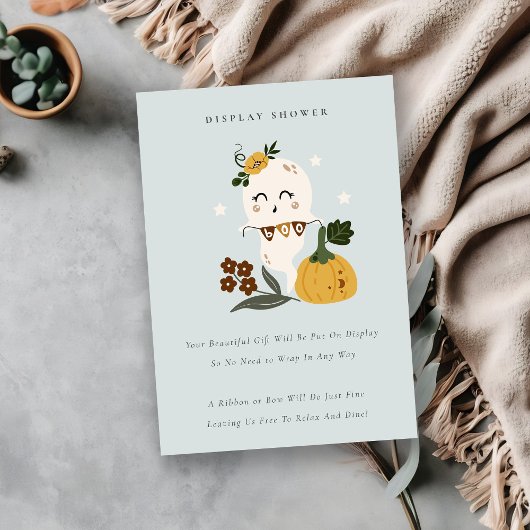 Carte D'accompagnement Baby shower d'affichage Halloween Cute Blue Ghost 