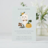 Carte D'accompagnement Baby shower d'affichage Halloween Cute Blue Ghost  (Debout devant)