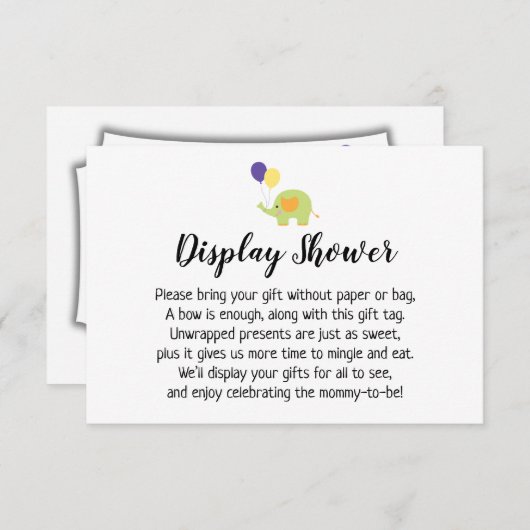 Carte D'accompagnement Baby shower d'affichage simple Insertion avec élép (Devant / Derrière)
